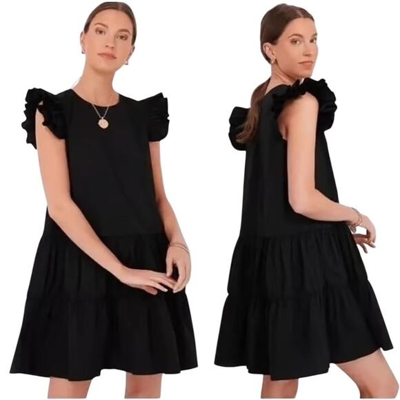 VGUC Pomander Place Corrine Black Flutter Sleeve Mini Dress A-Line XS 2567-36 - Picture 1 of 12